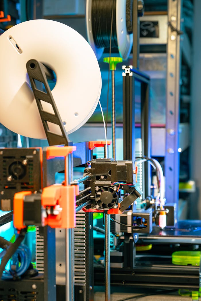 services-04 A state-of-the-art 3D printer in a modern workshop setting, showcasing technology and innovation.